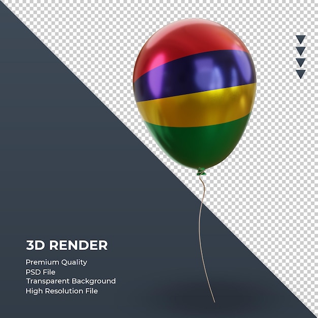 3d balloon mauritius flag realistic foil rendering left view