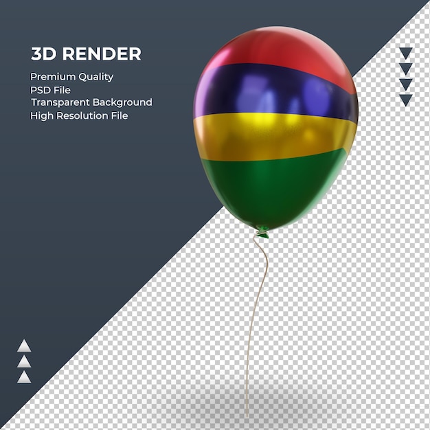 PSD 3d balloon mauritius bandiera foglio realistico rendering vista a destra