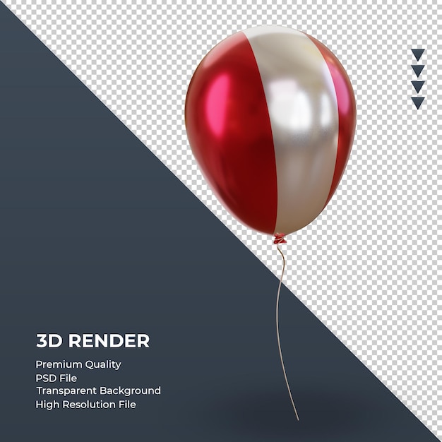 3d balloon perù bandiera foglio realistico rendering vista a sinistra