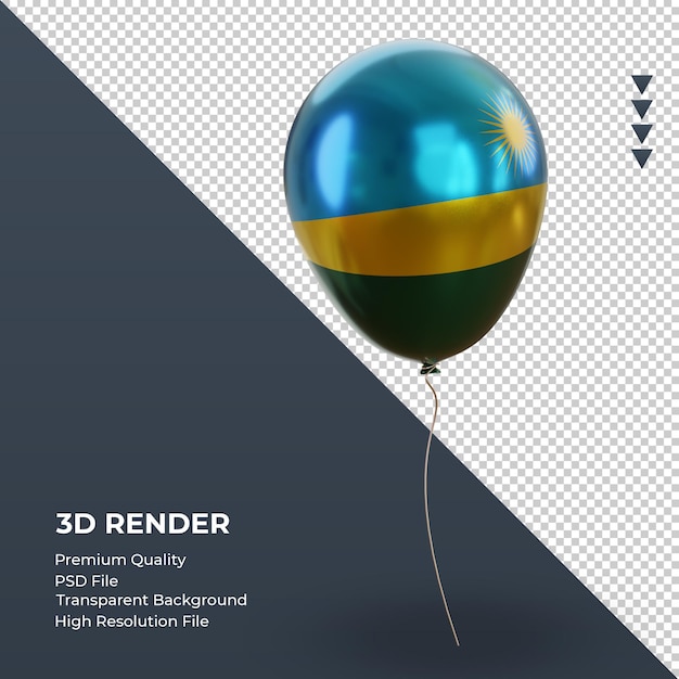 3d balloon rwanda flag realistic foil rendering left view