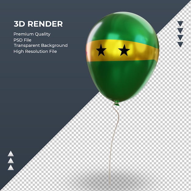 3d balloon sao tome and principe flag realistic foil rendering right view