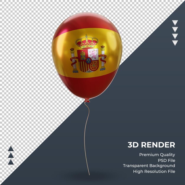 PSD 3dバルーンスペイン旗リアルな箔レンダリング正面図