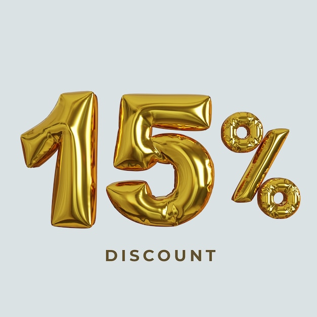 3d balloon text 15 percent off discount promotion