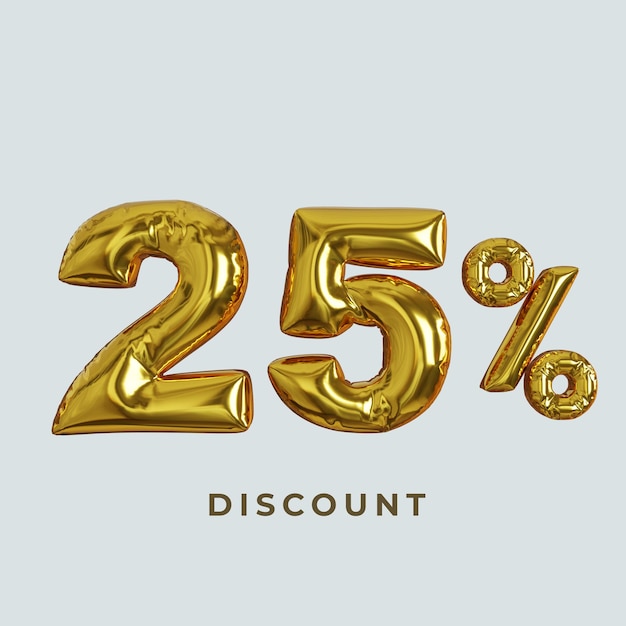 3d balloon text 25 percent off discount promotion