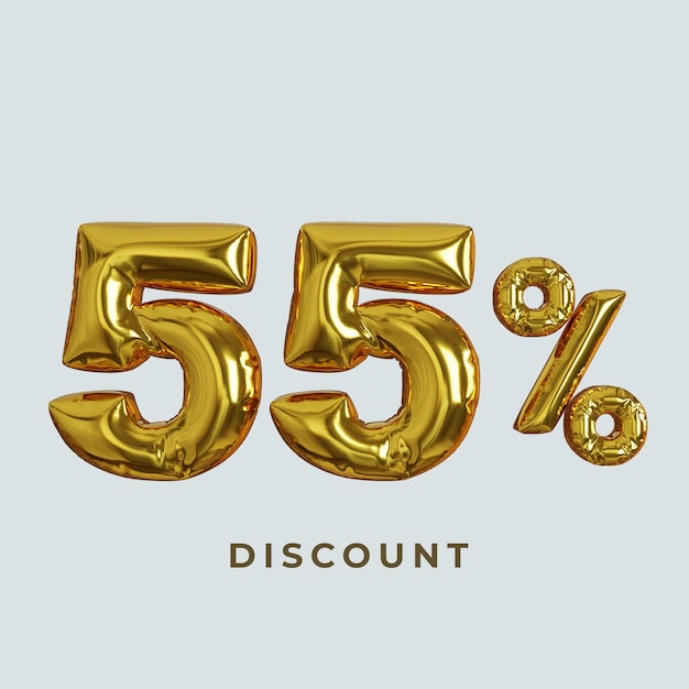 3d balloon text 55 percent off discount promotion