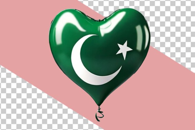 PSD 3d balloons in the shape of heart with pakistani flag