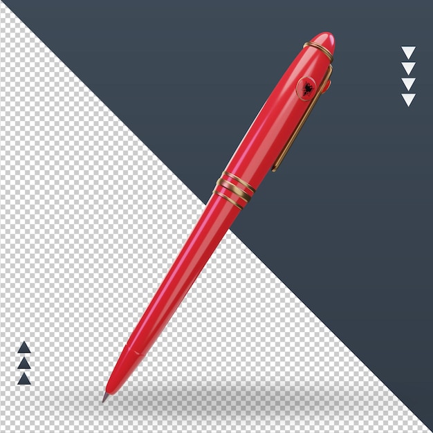 PSD 3d ballpoint albania flag rendering left view