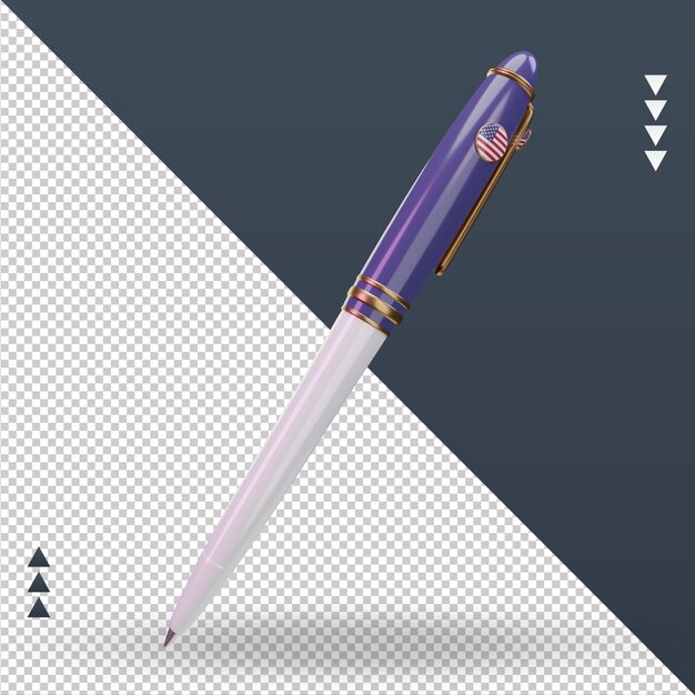 PSD 3d ballpoint america bandiera rendering vista sinistra