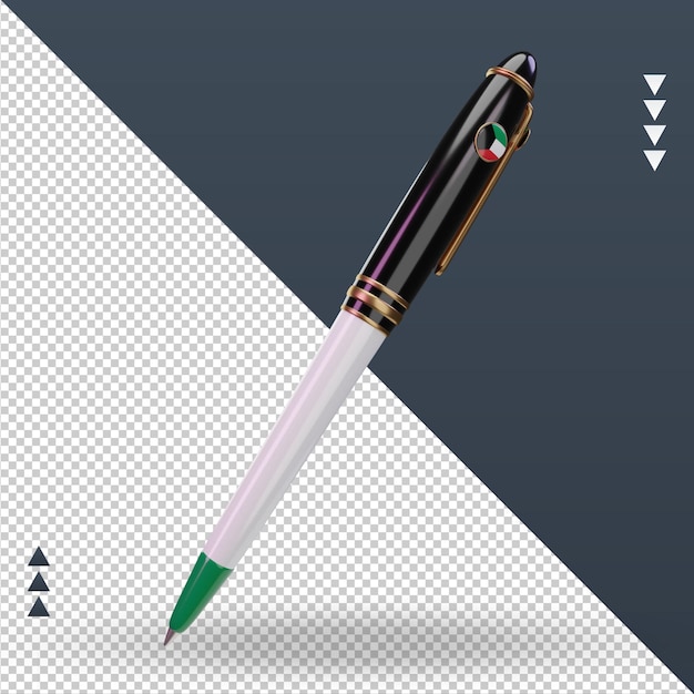 3d шариковая ручка, рендеринг флага кувейта, вид слева