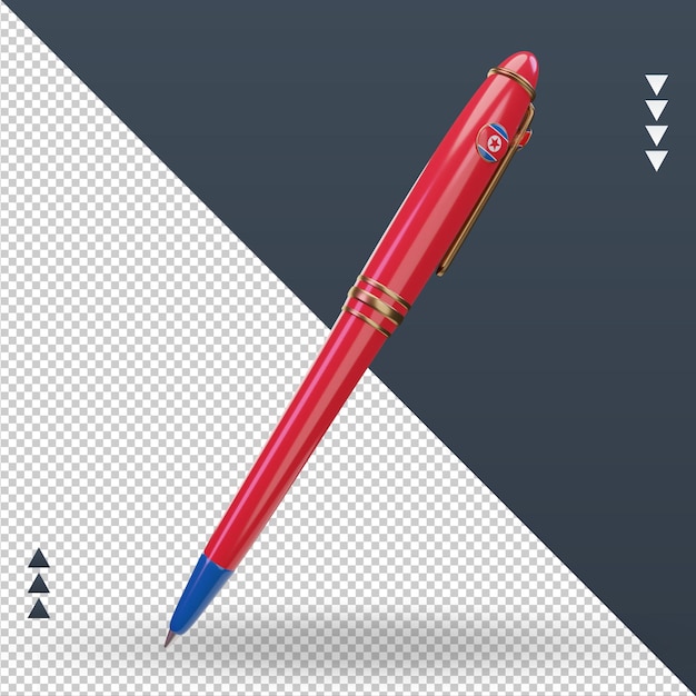 PSD 3d ballpoint north korea flag rendering left view