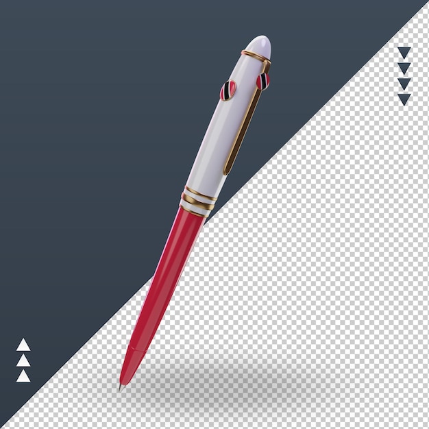 PSD 3d ballpoint trinidad and tobago flag rendering right view