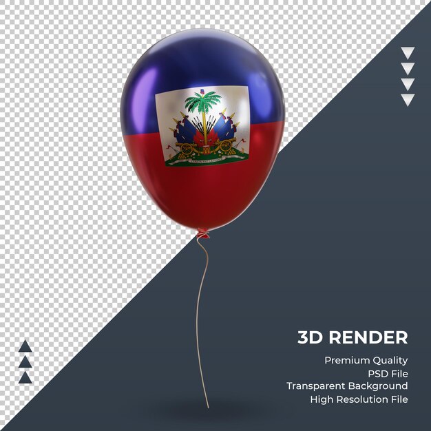 3d Balon Flaga Haiti Realistyczna Folia Renderująca Widok Z Przodu