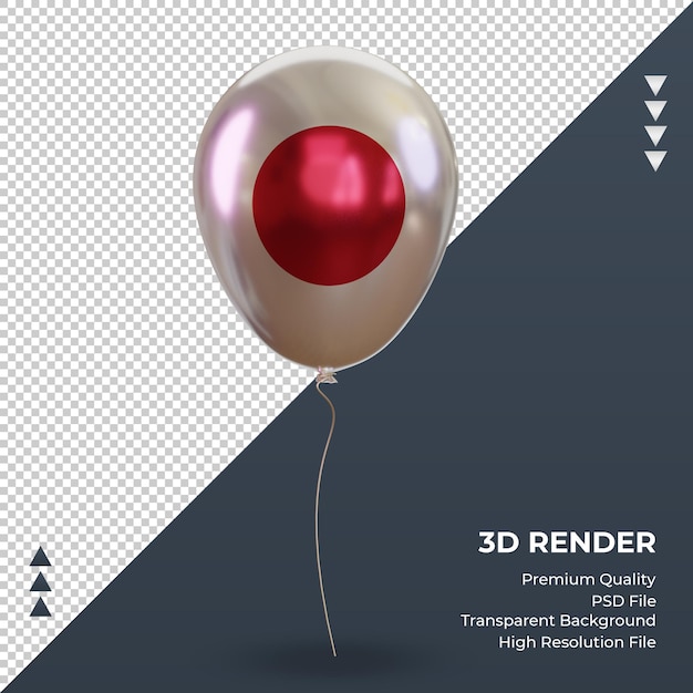 3d Balon Flaga Japonii Realistyczna Folia Renderująca Widok Z Przodu