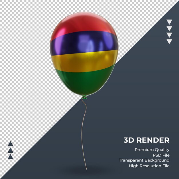 3d balon flaga Mauritiusa realistyczna folia renderująca widok z przodu