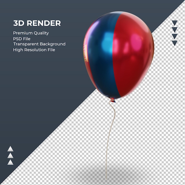 3d Balon Flaga Mongolii Realistyczna Folia Renderująca Prawy Widok