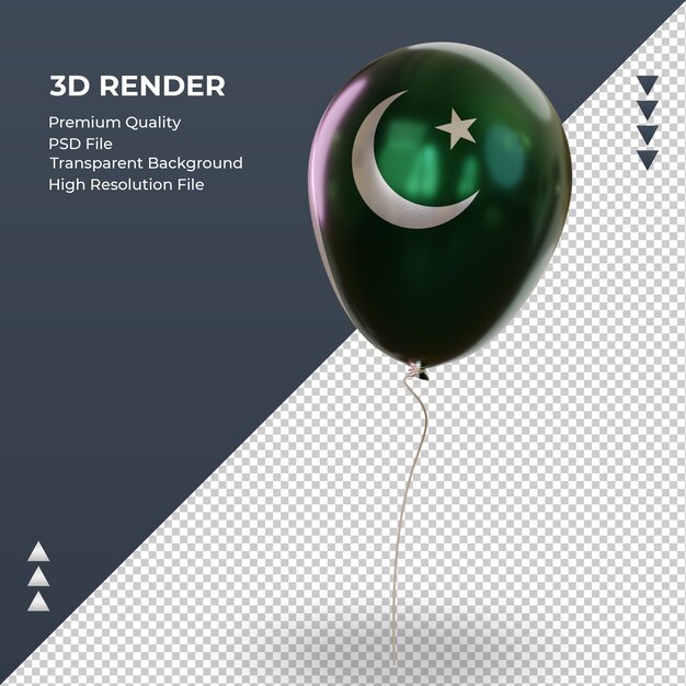 PSD 3d balon flaga pakistanu realistyczna folia renderująca prawy widok