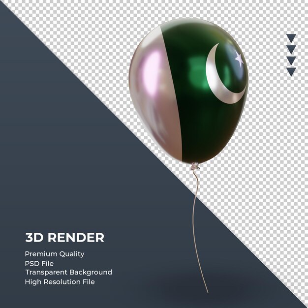 3d Balon Flaga Pakistanu Realistyczna Folia Renderująca Widok Z Lewej Strony