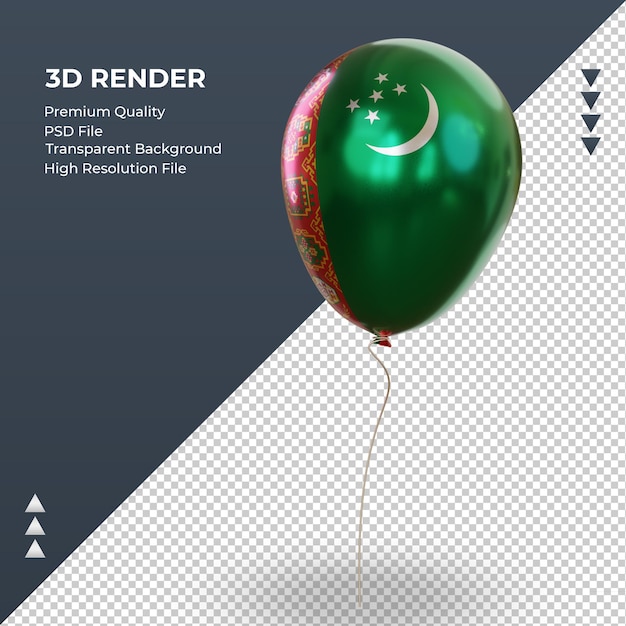 3d Balon Flaga Turkmenistanu Realistyczna Folia Renderująca Prawy Widok