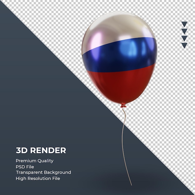 3d Balon Rosyjska Flaga Realistyczna Folia Renderująca Widok Z Lewej Strony