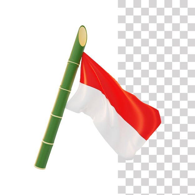 PSD 3d bamboestok vlag indonesische illustratie