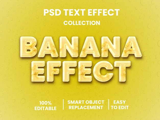 3D Banaan teksteffect bewerkbaar fruit en natuurlijke tekststijl