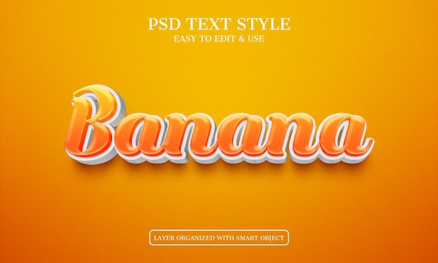 Редактируемые psd текстовые эффекты 3d banana