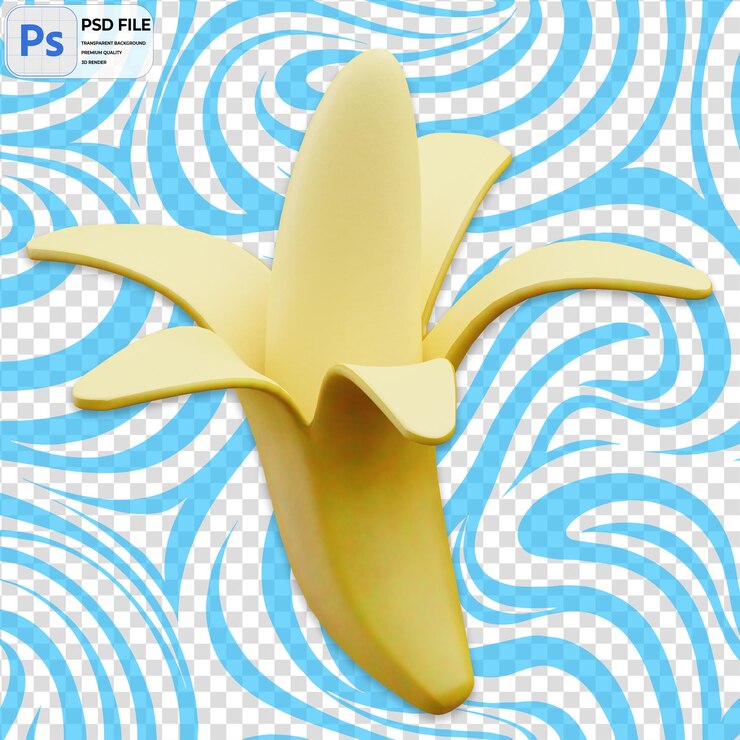 PSD 3d banana icon isolated png illustration psd template