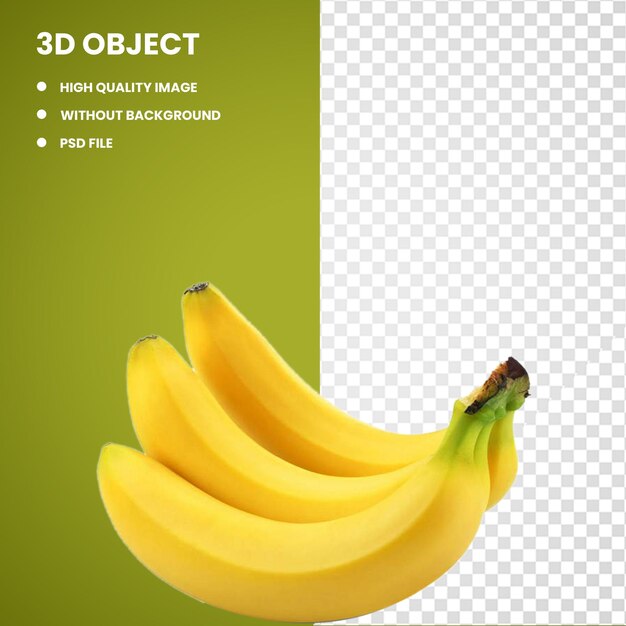 PSD 3d bananenpoeder fruit cavendish bananen en bananen en gele bananenvruchten