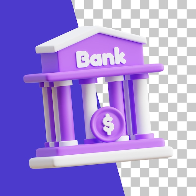 3d bank building icon