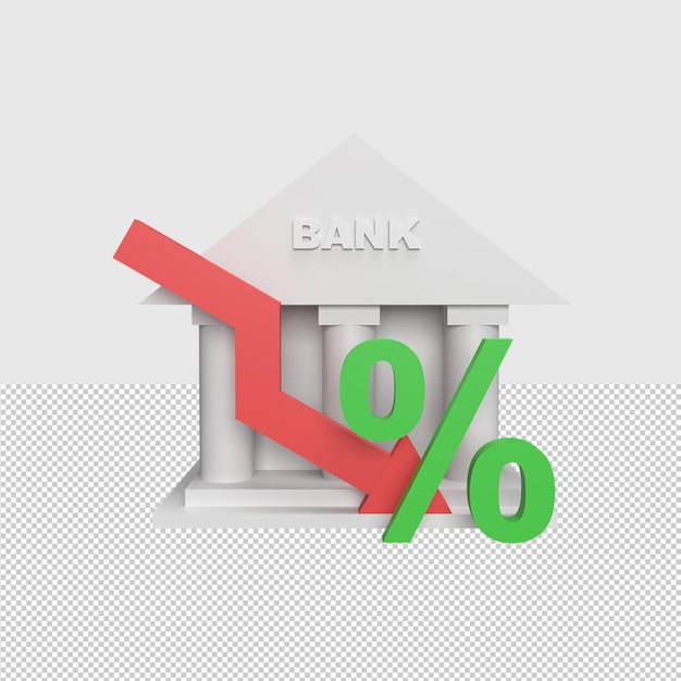 Концепция 3d bank interest down представила иллюстрацию