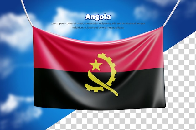 PSD 3d banner flag of angola or 3d angola waving banner flag