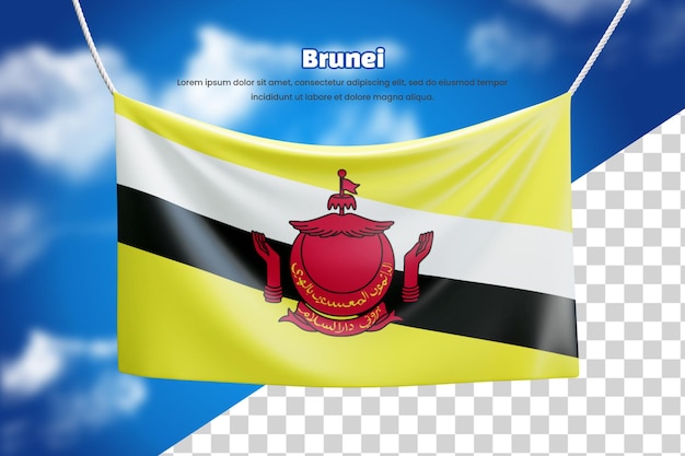 3d banner flag of brunei or 3d brunei waving banner flag
