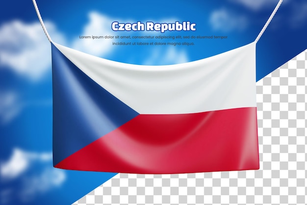 PSD 3d banner flag of czech republic or 3d czech republic waving banner flag