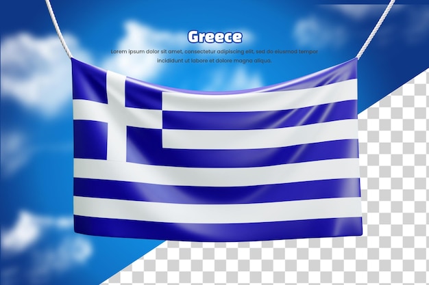 3d banner flag of greece or 3d greece waving banner flag