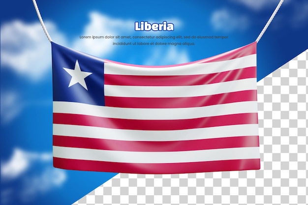 PSD 3d banner flag of liberia or 3d liberia waving banner flag