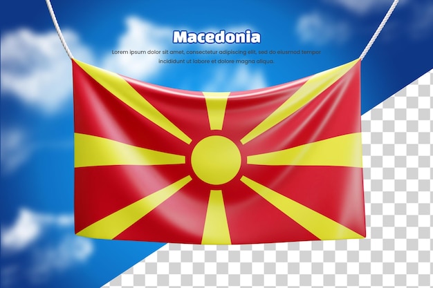PSD bandiera 3d della macedonia o bandiera sventolante della macedonia 3d