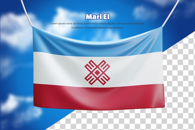 PSD 3d banner flag of mari el or 3d mari el waving banner flag