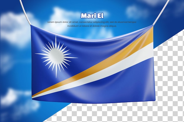 3d banner flag of marshall islands or 3d marshall islands waving banner flag