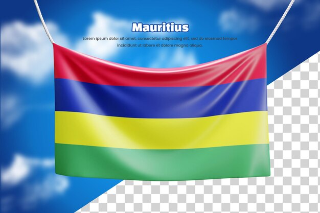 PSD 3d banner flag of mauritius or 3d mauritius waving banner flag