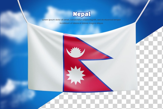 PSD 3d banner flag of nepal or 3d nepal waving banner flag