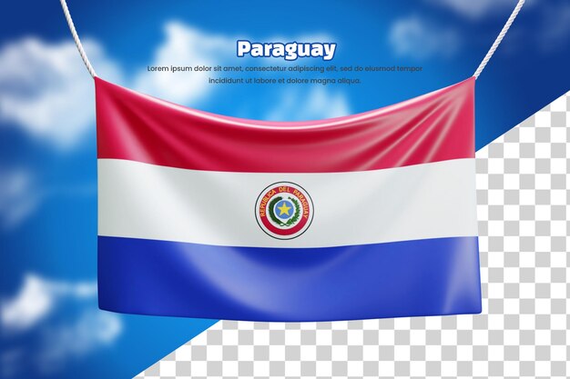 パラグアイの 3 d バナー フラグまたは 3 d パラグアイの手を振るバナー フラグ