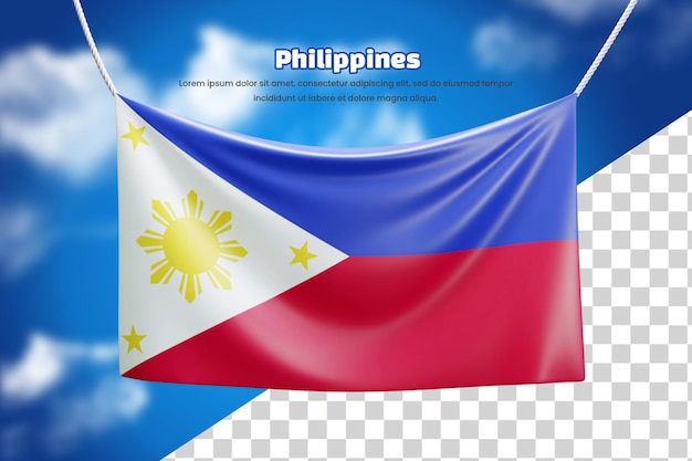 PSD 3d banner flag of philippines or 3d philippines waving banner flag