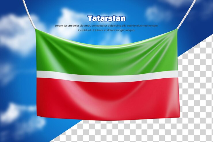 PSD 3d banner flag of tatarstan or 3d tatarstan waving banner flag