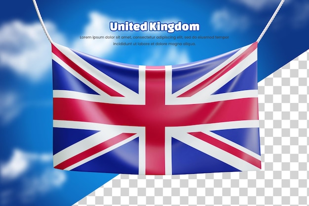 3d banner flag of united kingdom or 3d united kingdom waving banner flag