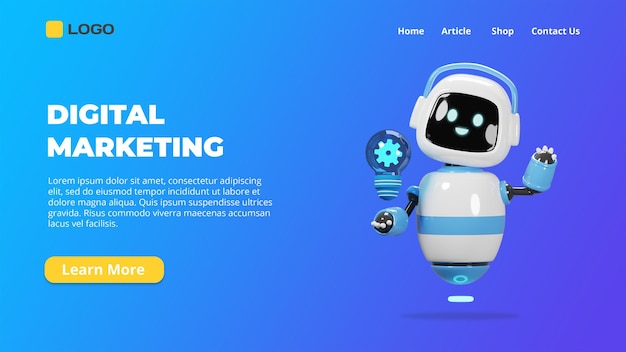 3d-баннер landing page robot