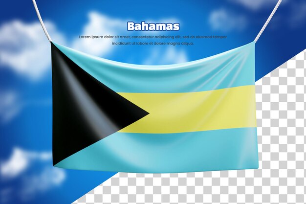 PSD 3d bannervlag van de bahama's of 3d bahama's zwaaiende bannervlag