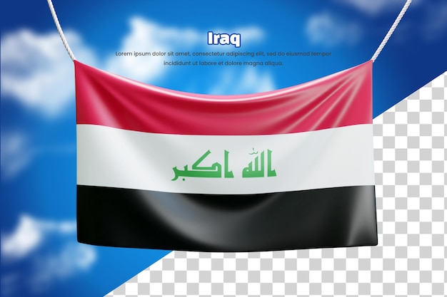 PSD 3d bannervlag van irak of 3d irak zwaaiende bannervlag
