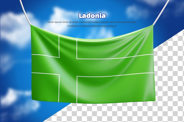 PSD 3d bannervlag van ladonia of 3d ladonia wapperende bannervlag