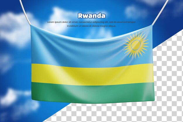 3d bannervlag van rwanda of 3d rwanda zwaaiende bannervlag