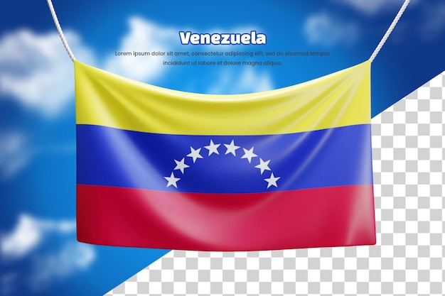 PSD 3d bannervlag van venezuela of 3d venezuela zwaaiende bannervlag